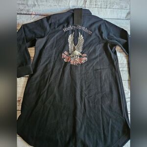 NWT Harley-Davidson Womens Blooming Eagle Shirt Dress Black 96094-25VW Size 1W